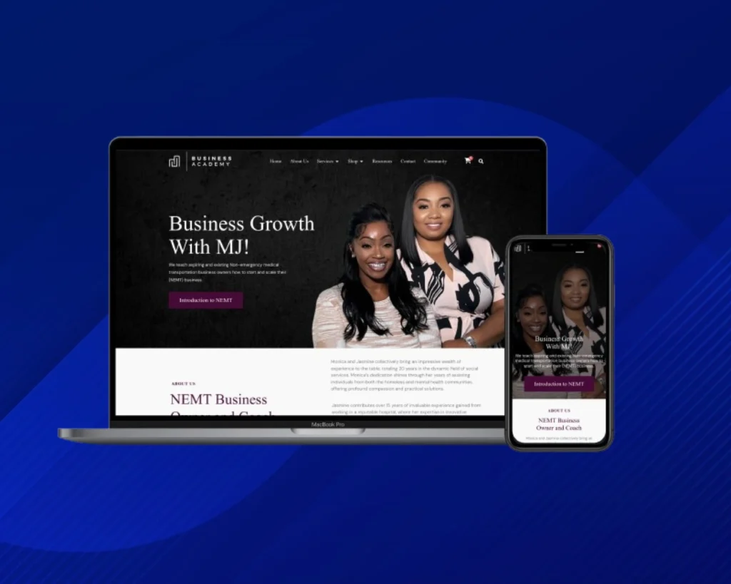 Portfolio MJ Business Academy Website 1 2